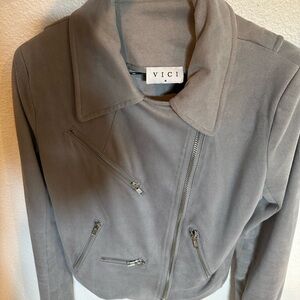 Vici Gray Utility Jacket Asymmetrical Design